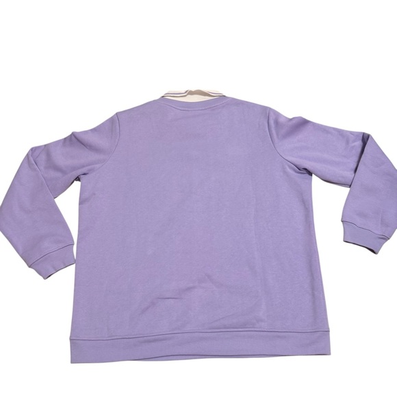 Vintage Grannycore Collared‎ Sweatshirt Pastel Purple Teacup Embroidered Size L - Picture 3 of 8